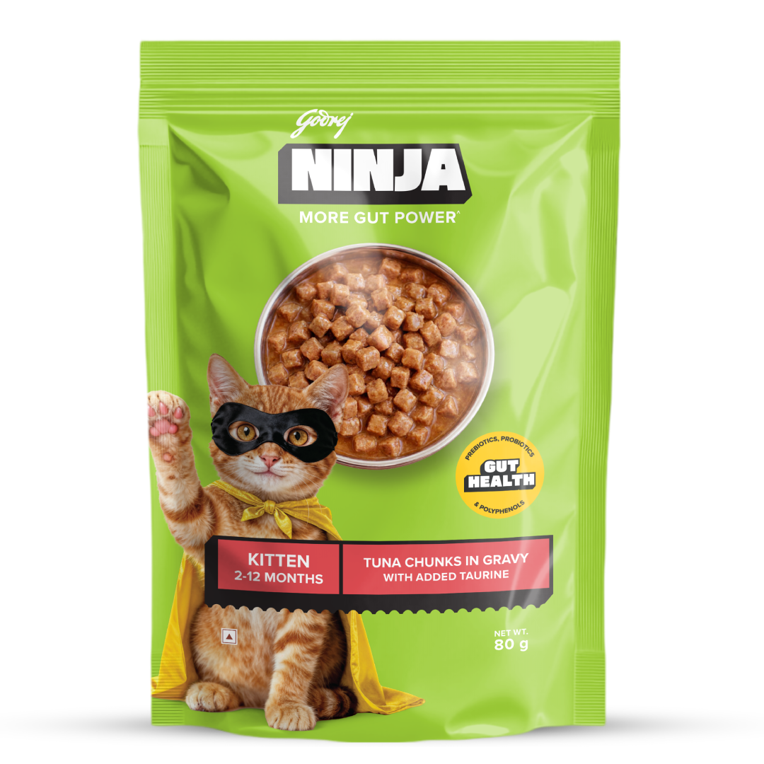 Godrej Ninja Tuna Chunks in Gravy Wet Food for Kitten Cat 80 g Pack